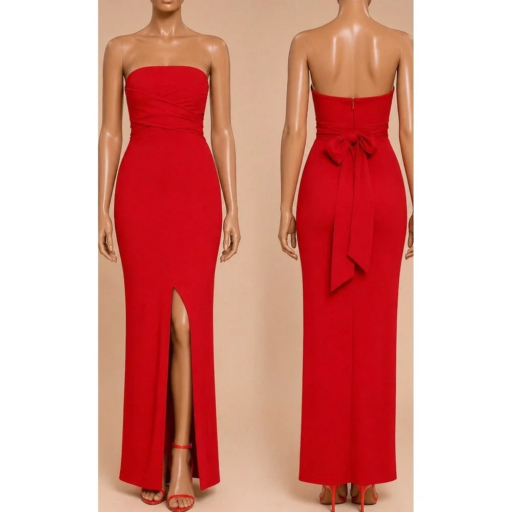 Lulus Own the Night Red Strapless Maxi Dress Women's Medium Red - Picture 4 of 16